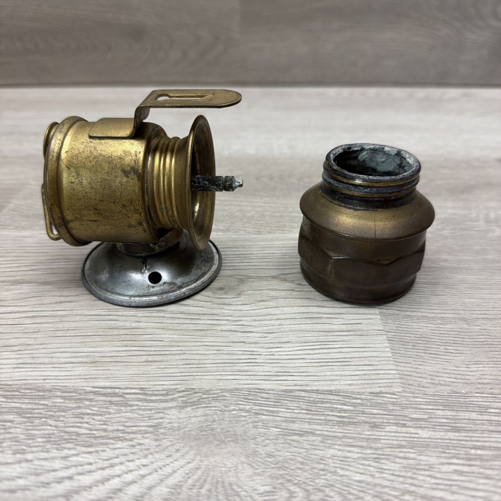 PREMIER Carbide Miners Light Untested & Auto-lite Brass Lamp Fuel Container VTG